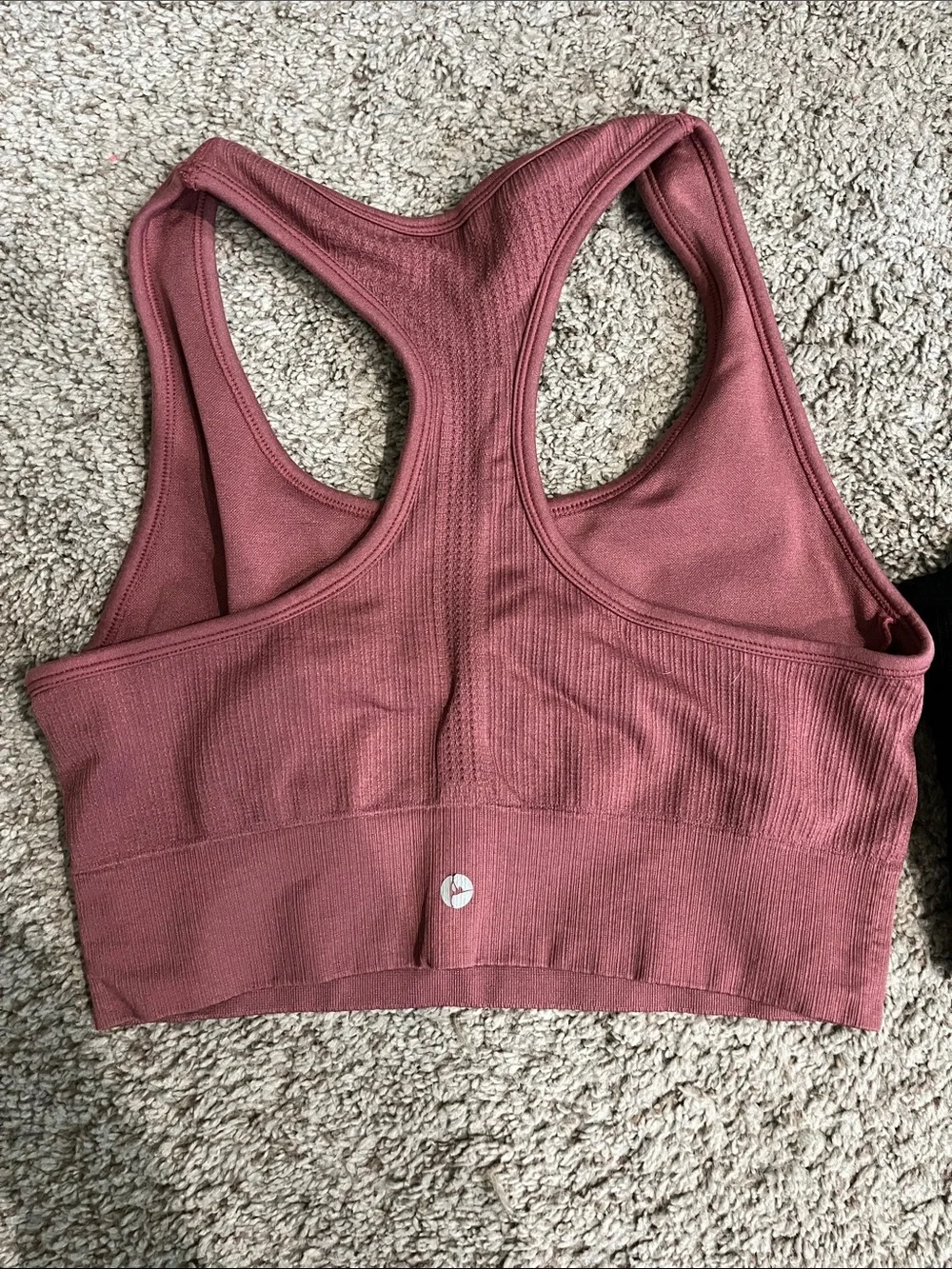 90 Degree By Reflex Ribbed Racerback Sports Bras in Mauve and Black - Picture 6 of 9